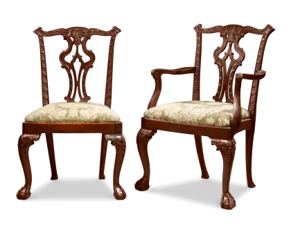 Antique Wooden Chair Set with Intricate Designs