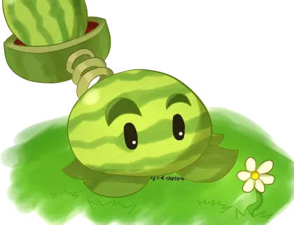 Cute Watermelon Plant Cartoon