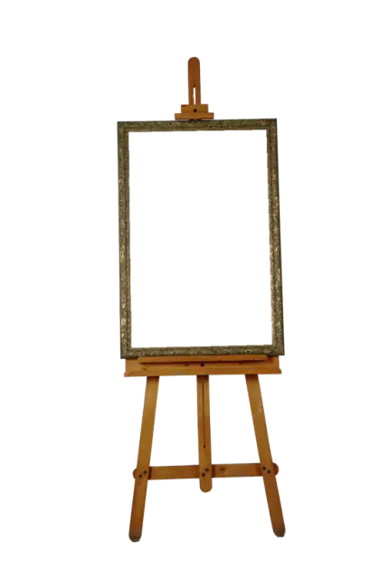 Wooden Easel with Empty Frame