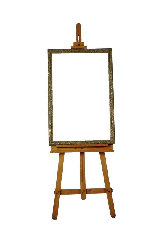 Wooden Easel with Empty Frame