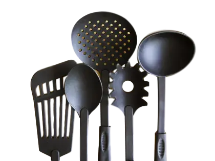 Black Plastic Kitchen Utensils Set