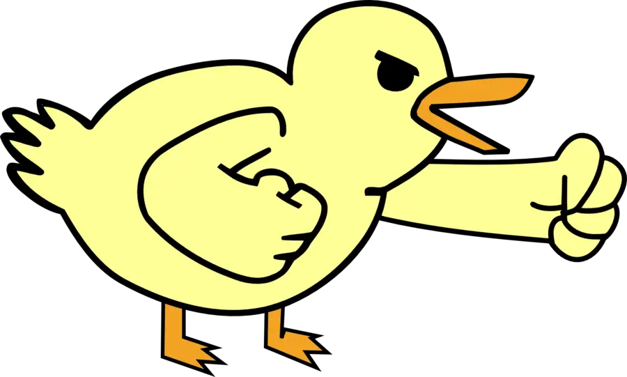 Angry Yellow Cartoon Duck
