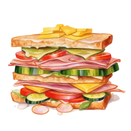 Hearty Stacked Sandwich Illustration
