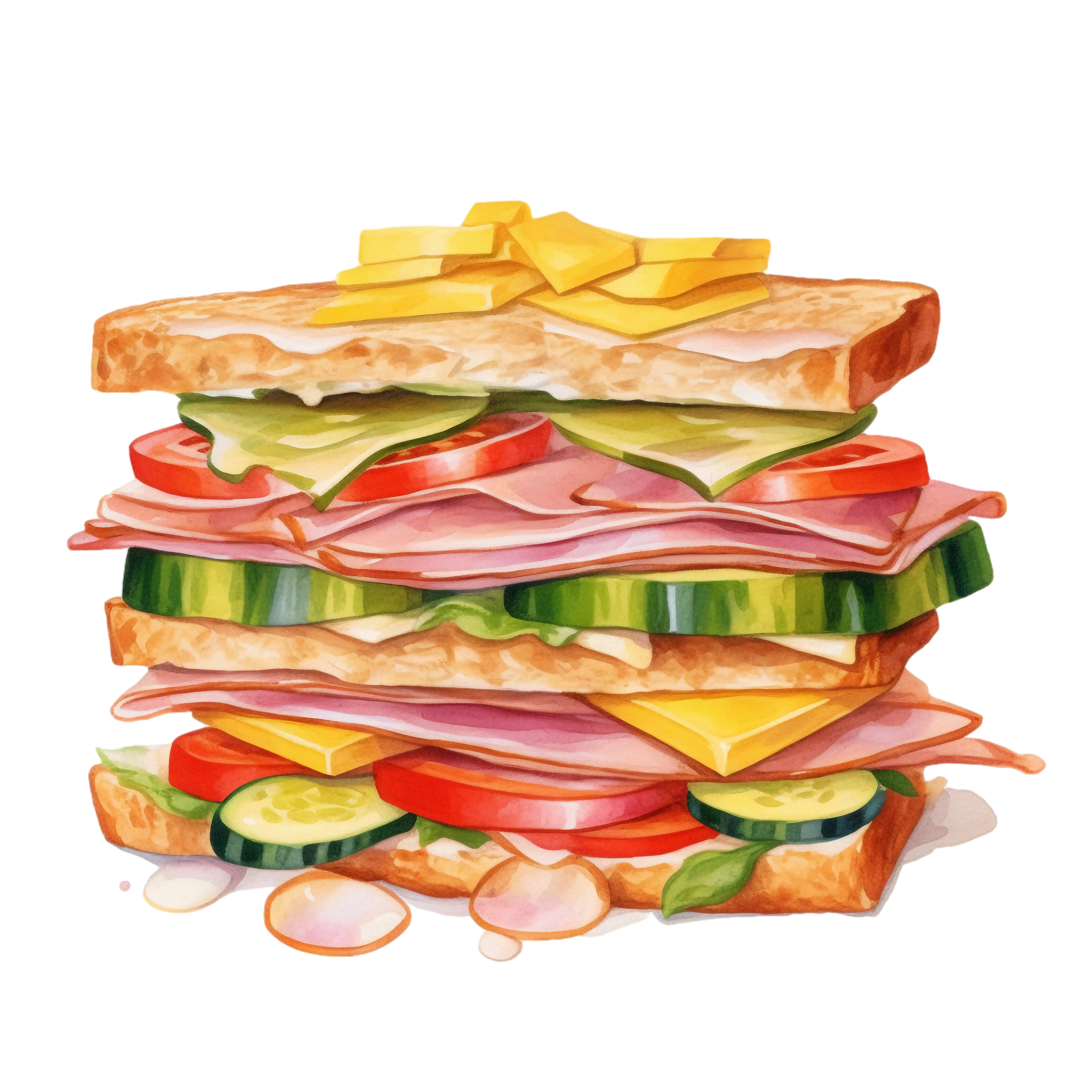 Hearty Stacked Sandwich Illustration
