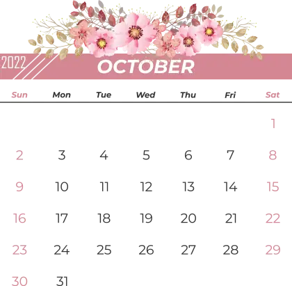 Floral October 2022 Calendar Design