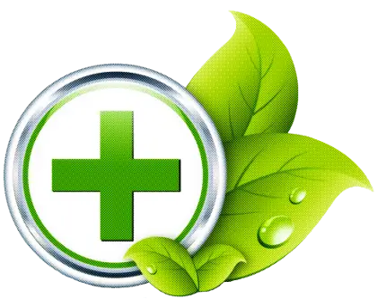 Green Medical Cross with Leaves