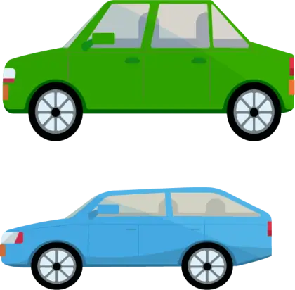 Green and Blue Cars Illustration