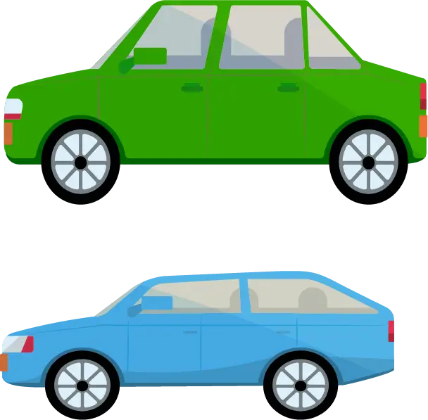 Green and Blue Cars Illustration