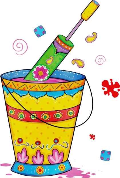 Bright and Colorful Festival Bucket Illustration