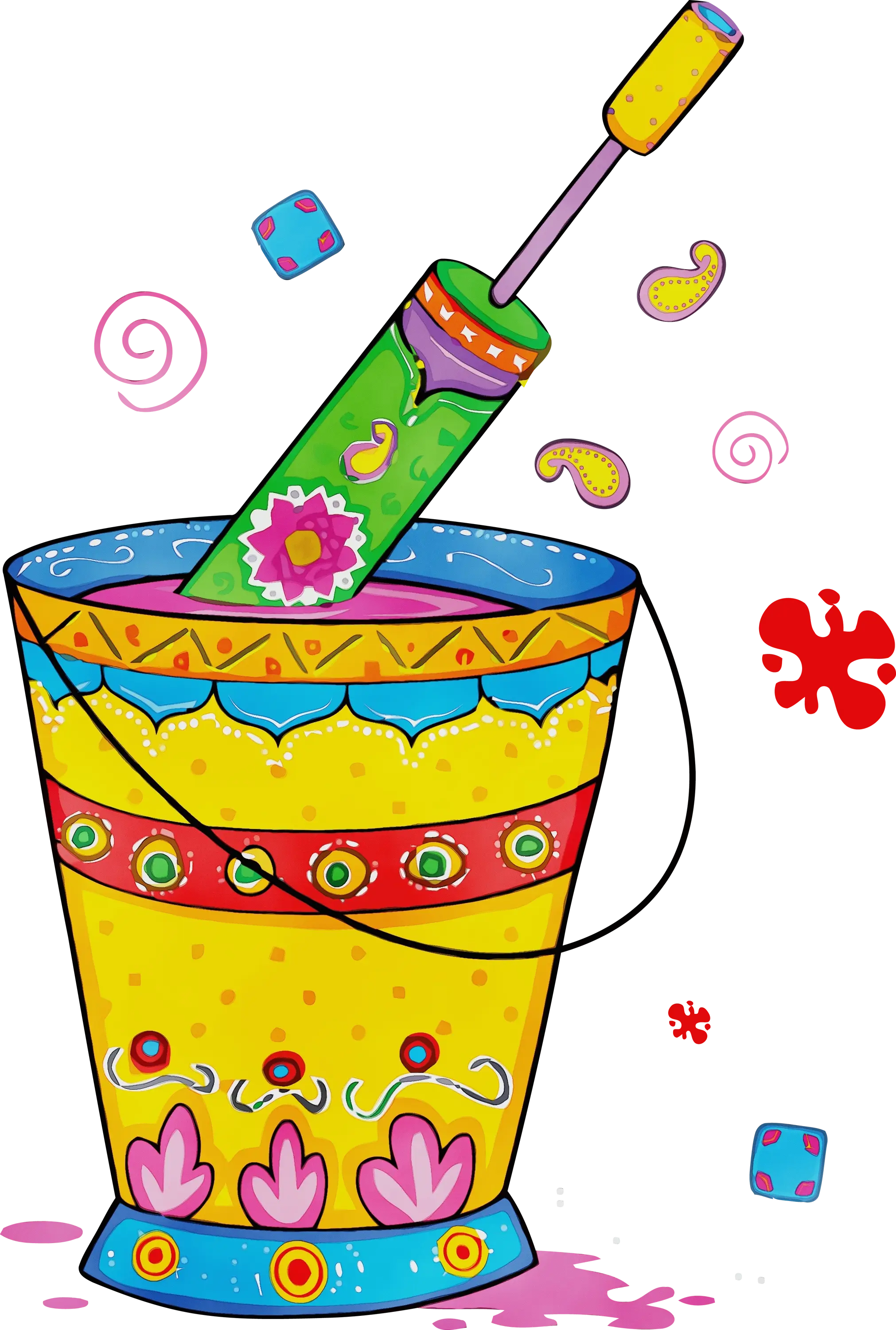 Bright and Colorful Festival Bucket Illustration
