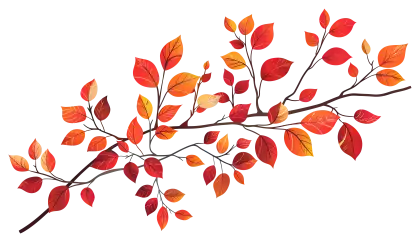 Vivid Autumn Branch with Red Leaves