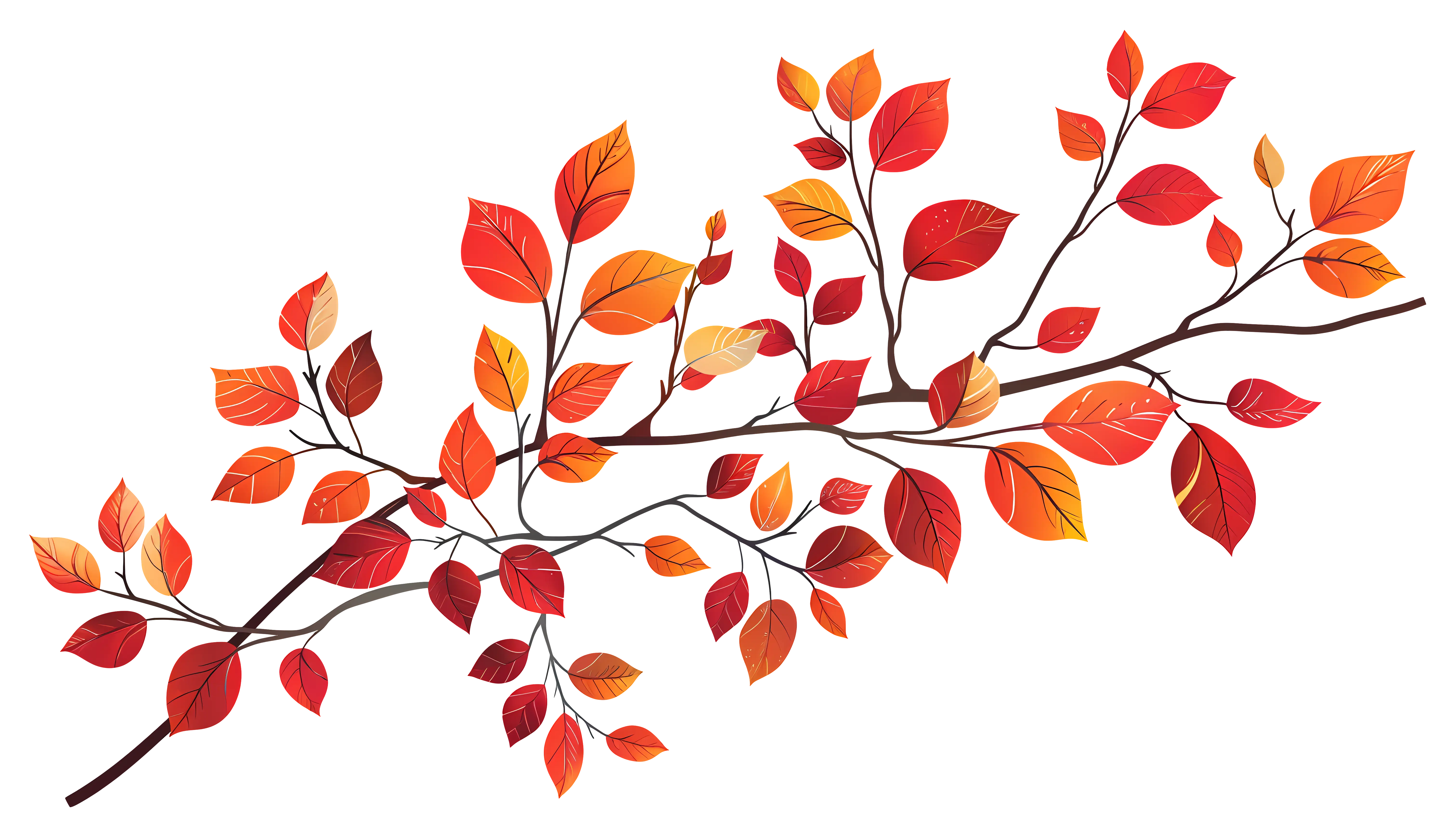 Vivid Autumn Branch with Red Leaves