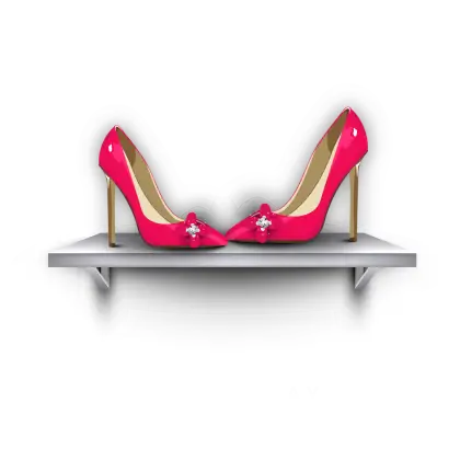 Pink High Heels on Display Shelf