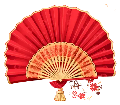 Traditional Red Fan with Elegant Floral Patterns