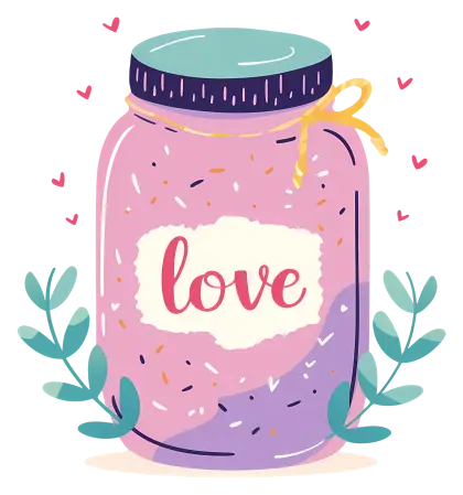 Pink Decorative Jar with &#039;Love&#039; Design and Hearts