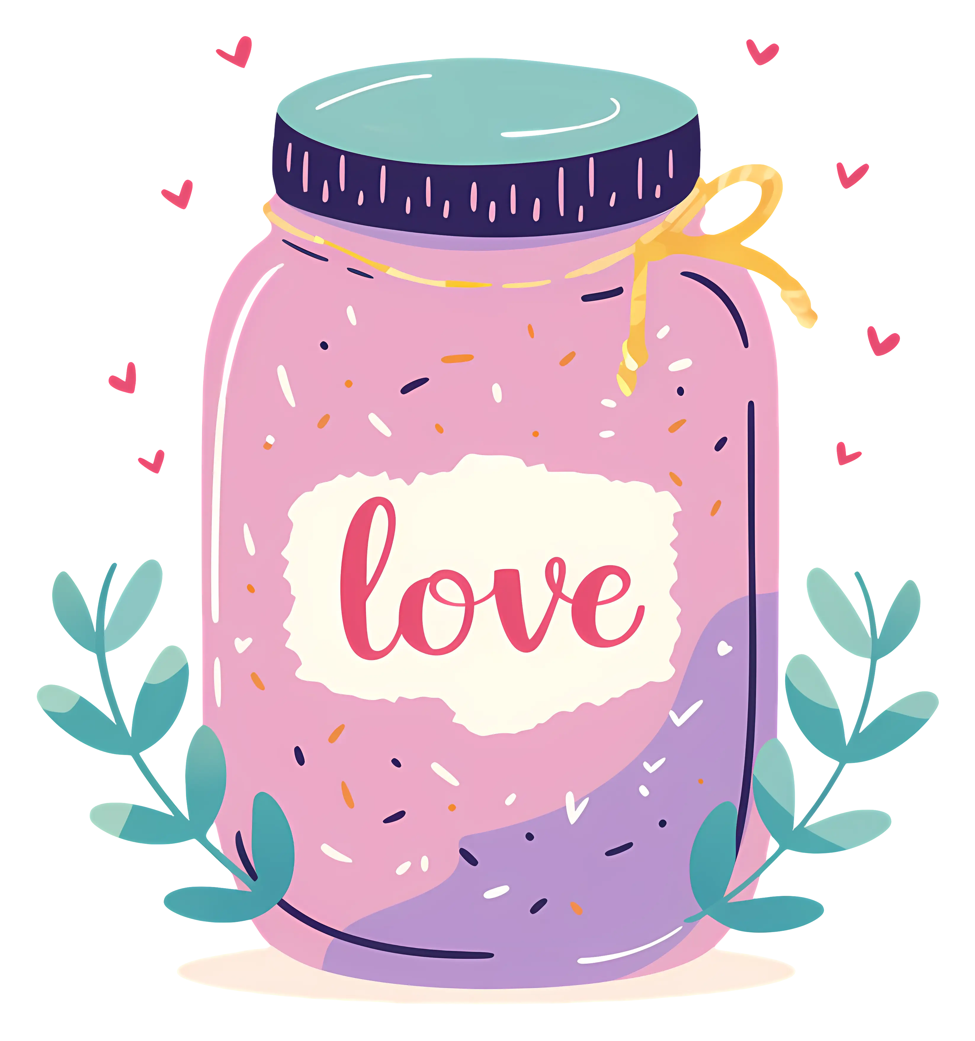 Pink Decorative Jar with 'Love' Design and Hearts