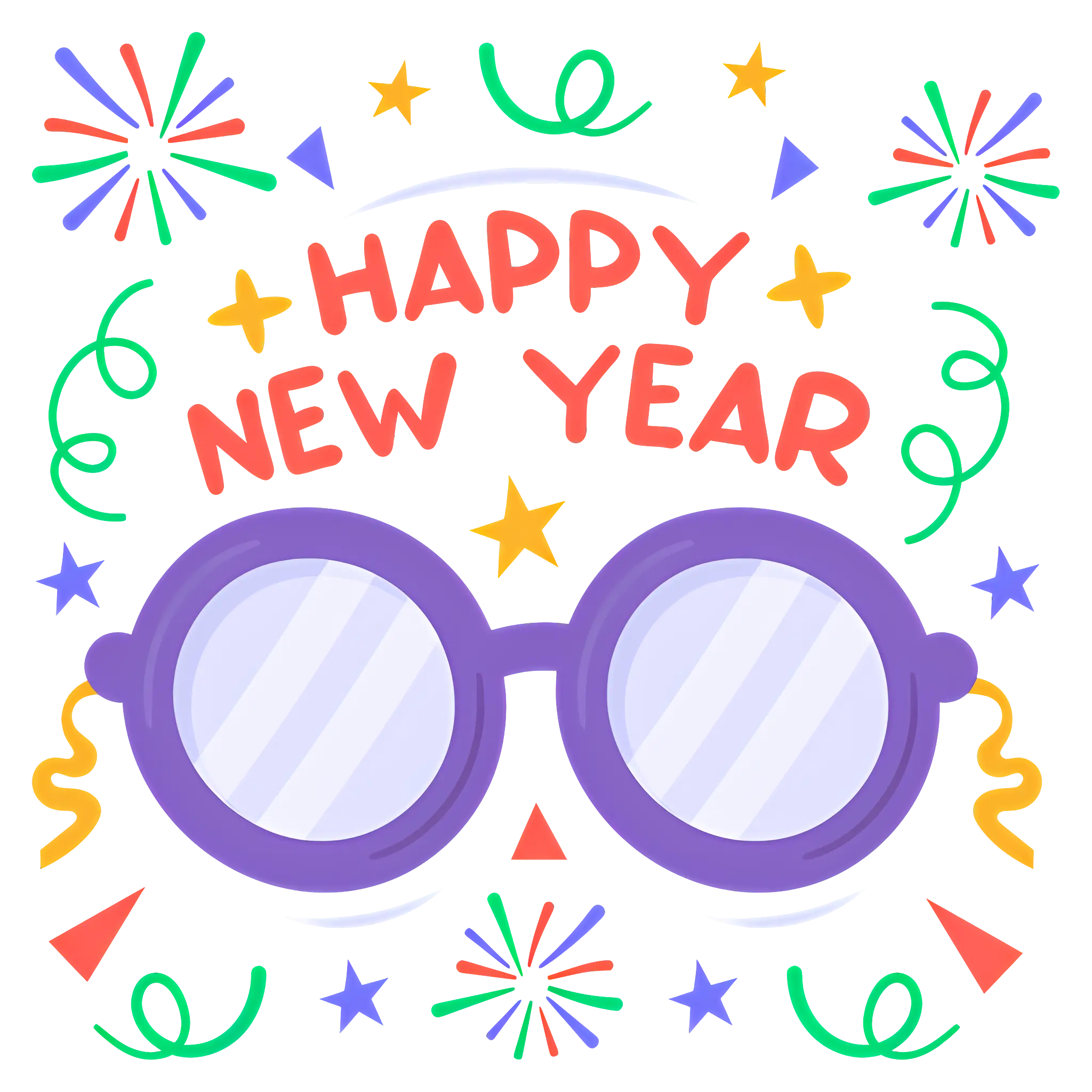 Happy New Year Celebration with Festive Glasses