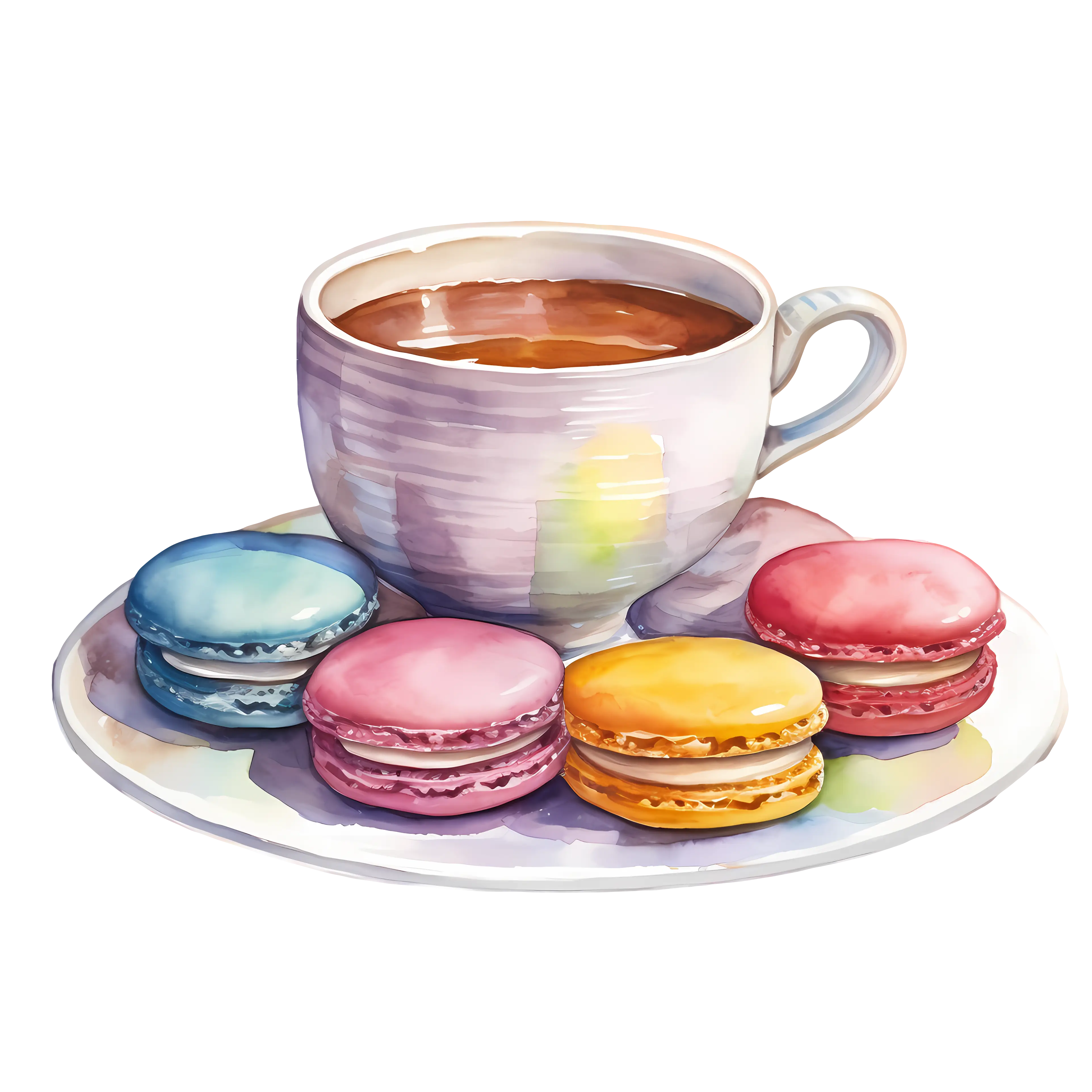 Coffee Cup with Colorful Macarons