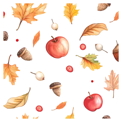 Autumn Apples and Leaves