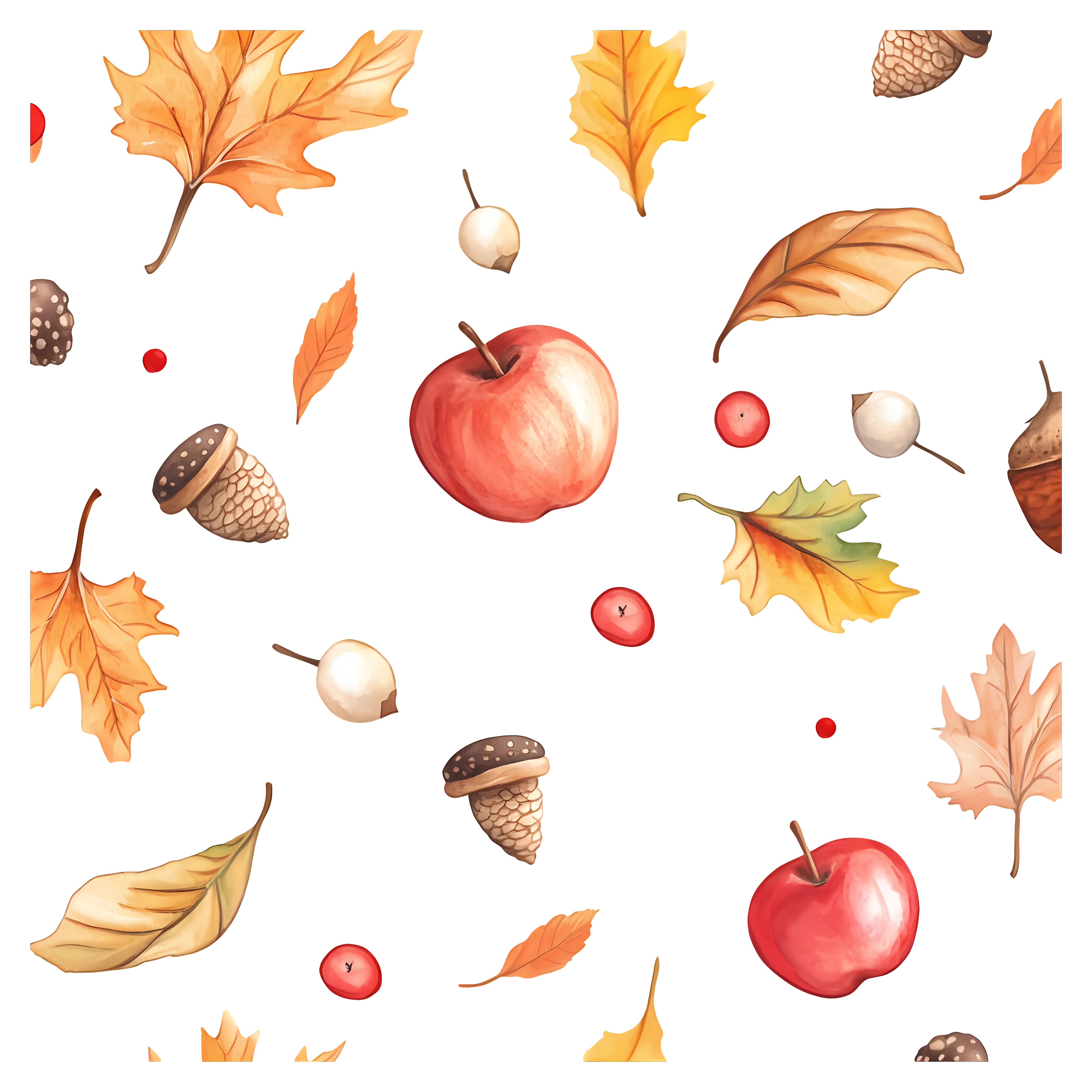 Autumn Apples and Leaves