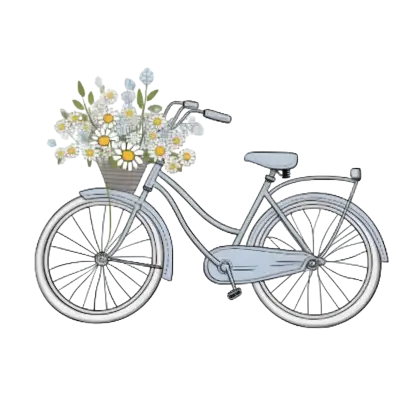 Blue Vintage Bicycle with Flowers