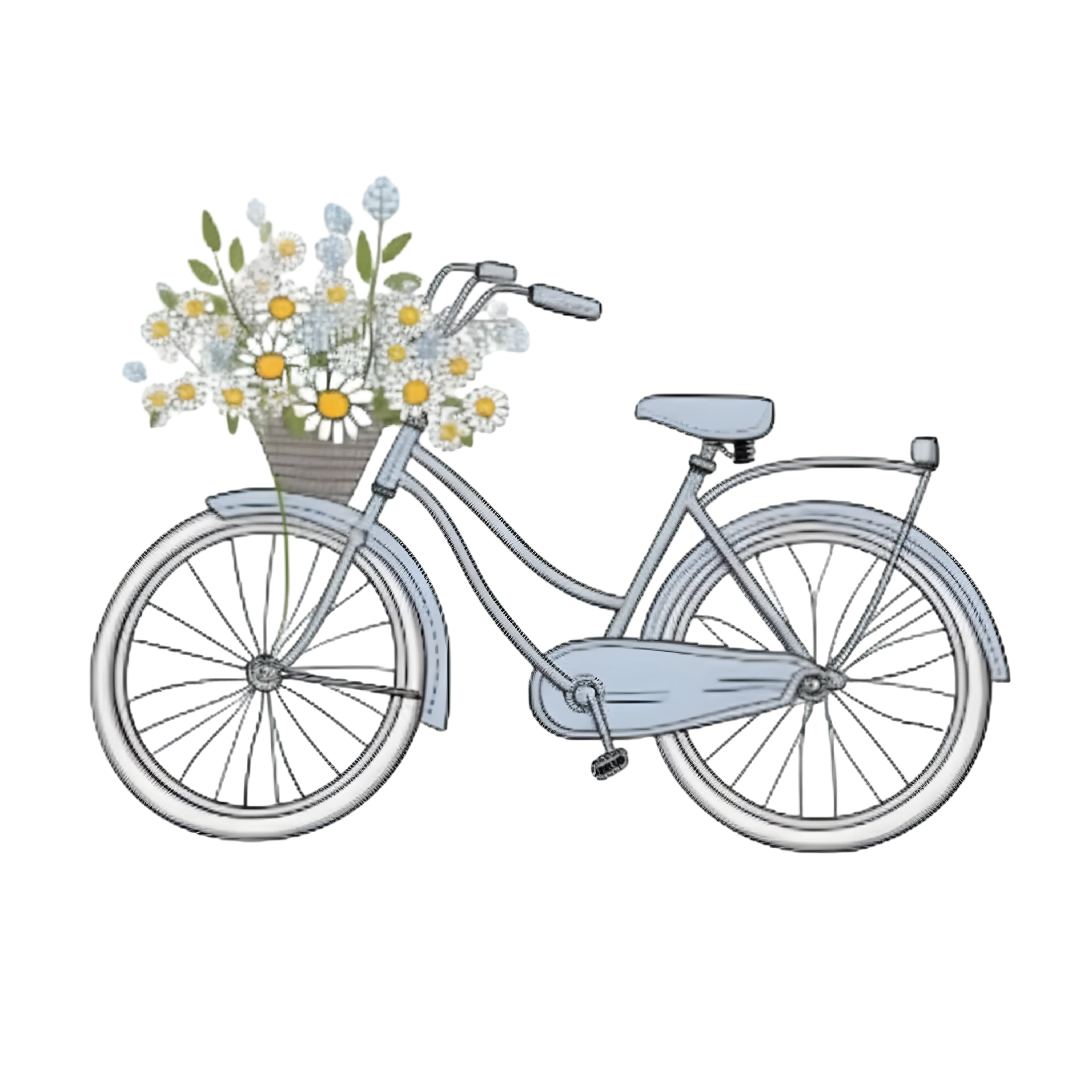 Blue Vintage Bicycle with Flowers