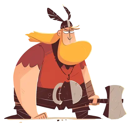 Viking Cartoon Character with Axe