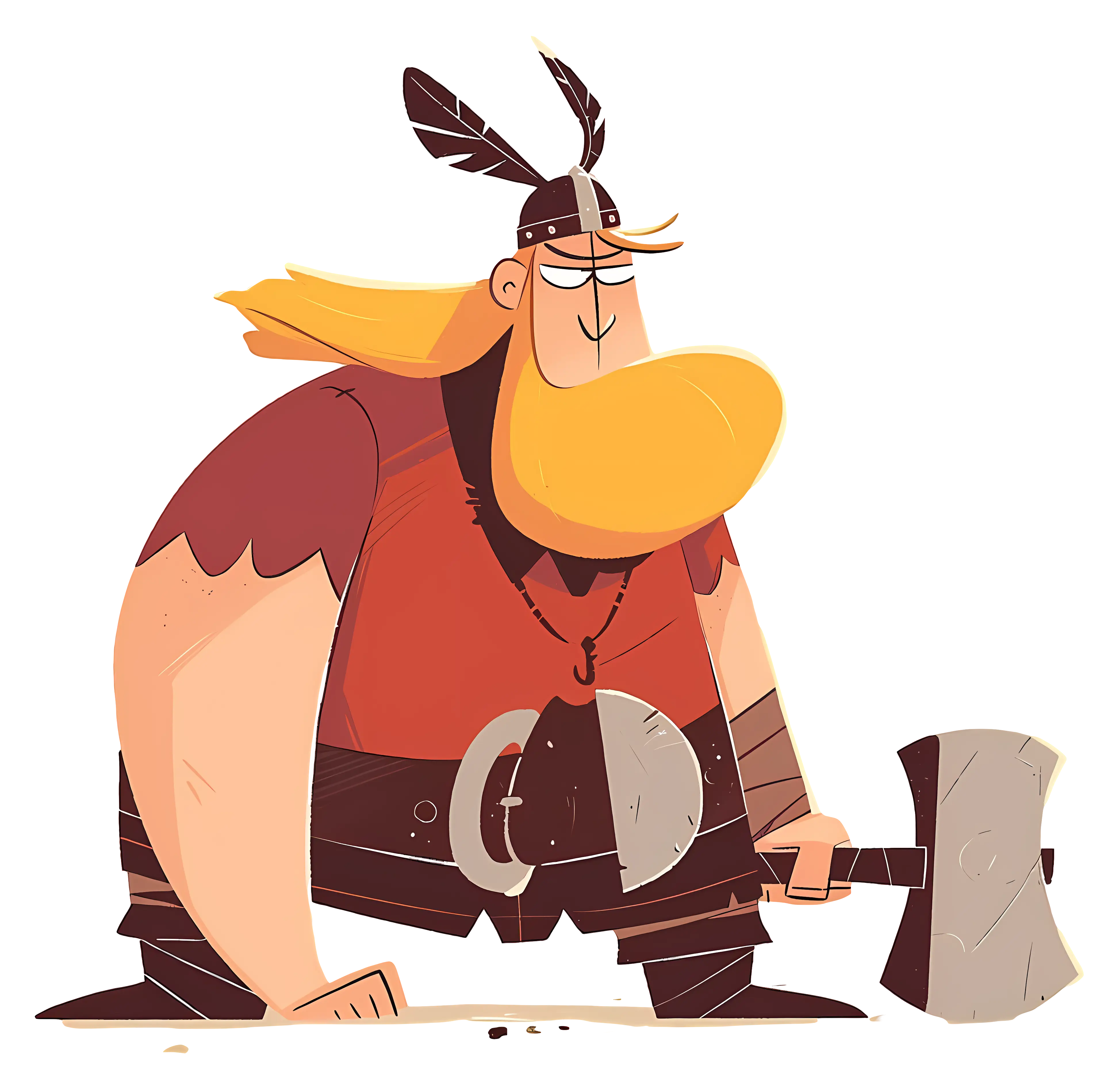 Viking Cartoon Character with Axe