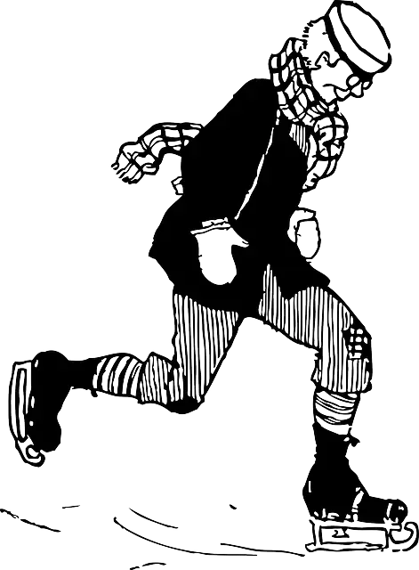 Black and White Vintage Ice-Skating Illustration
