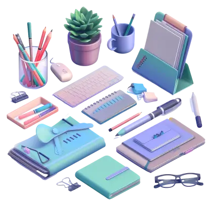 Pastel Stationery Items for Office Desk