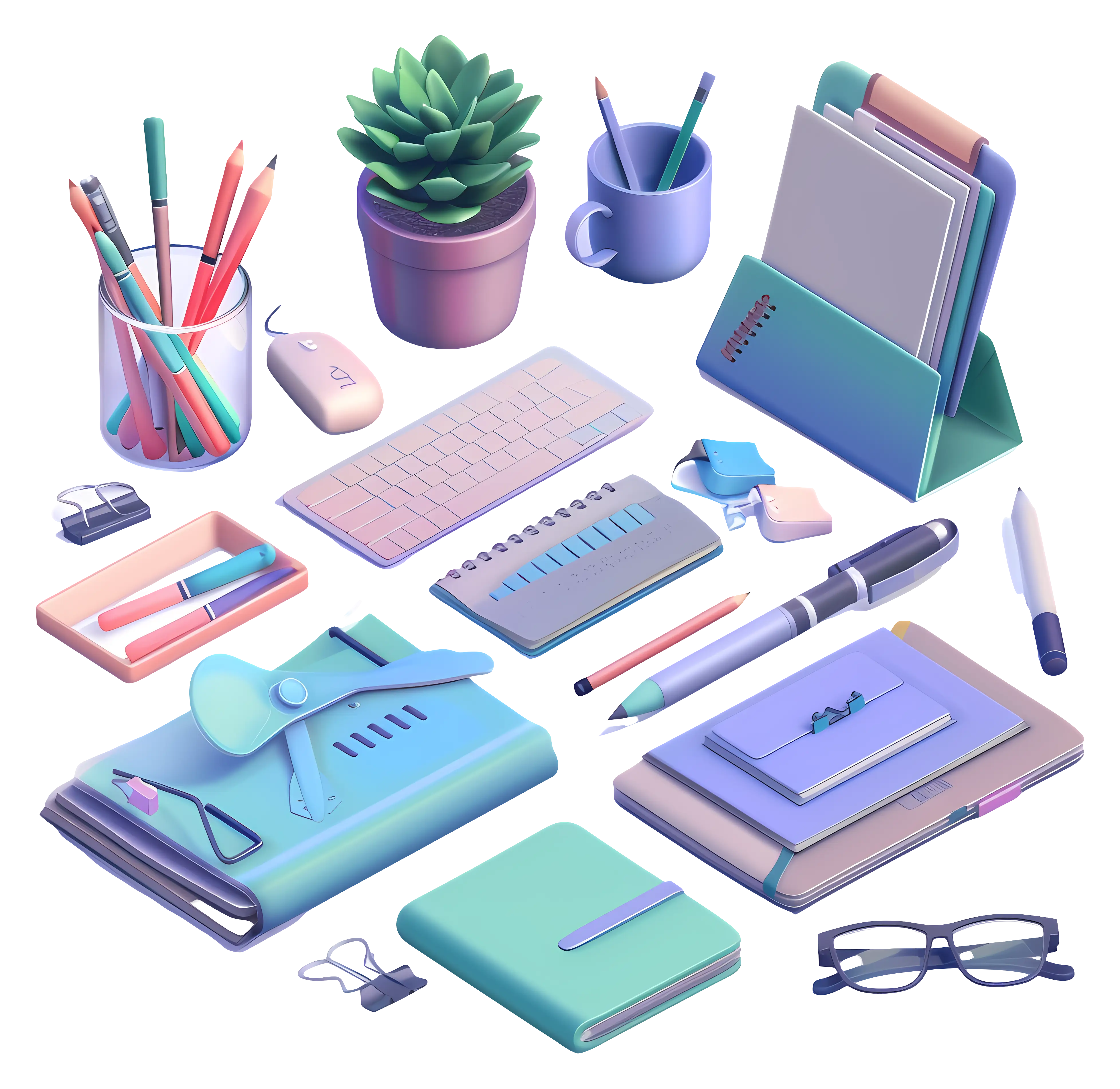 Pastel Stationery Items for Office Desk