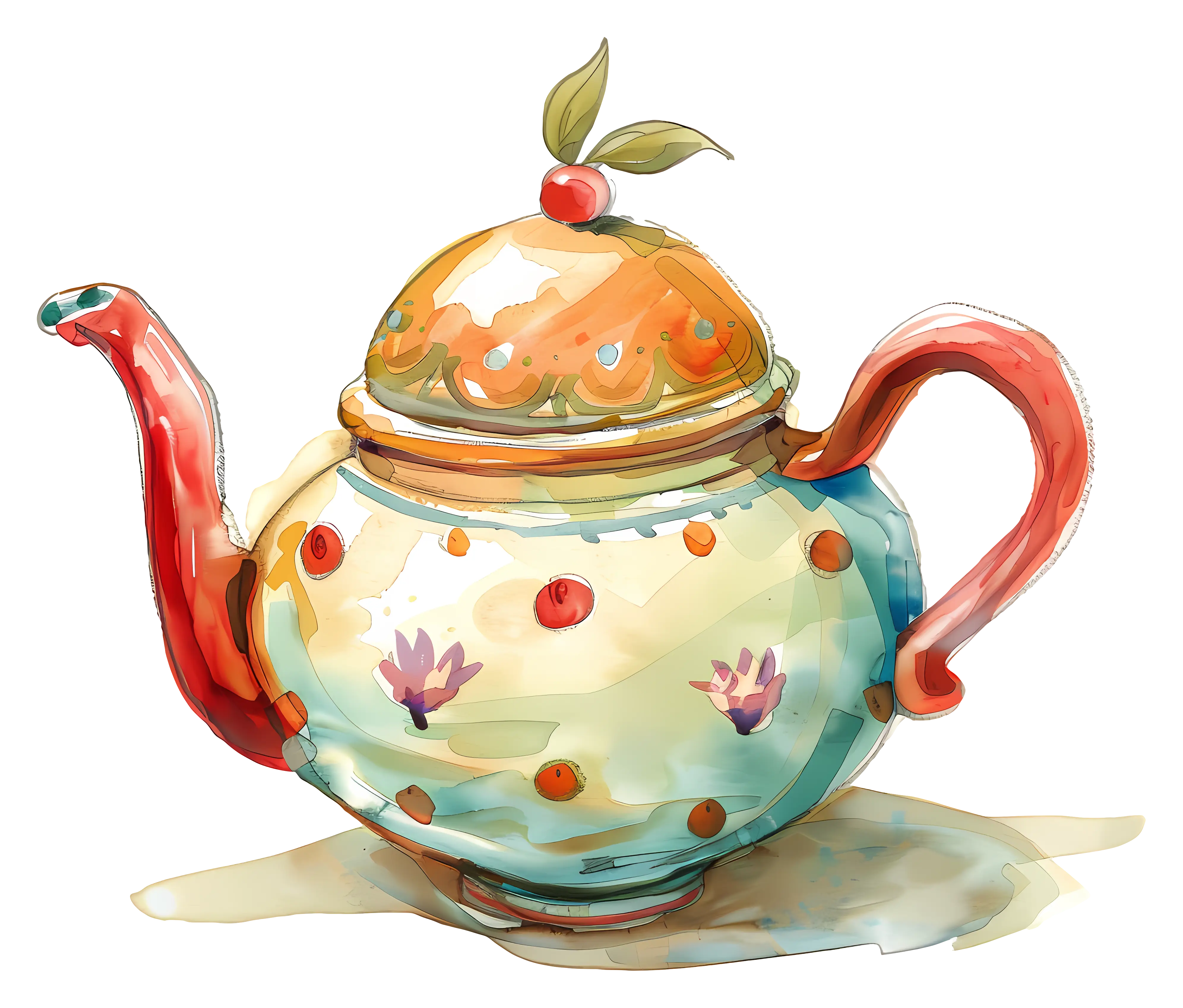 Decorative and Colorful Ceramic Teapot