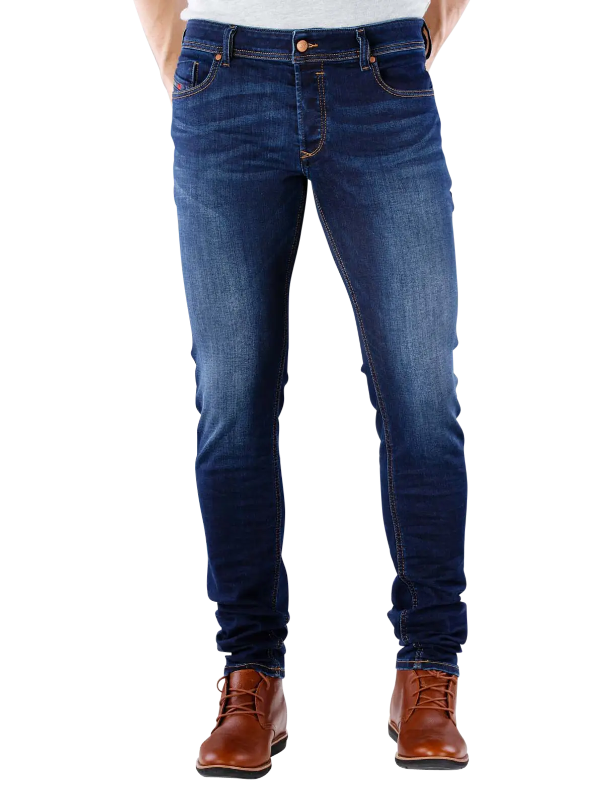 Casual Blue Jeans and Brown Shoes