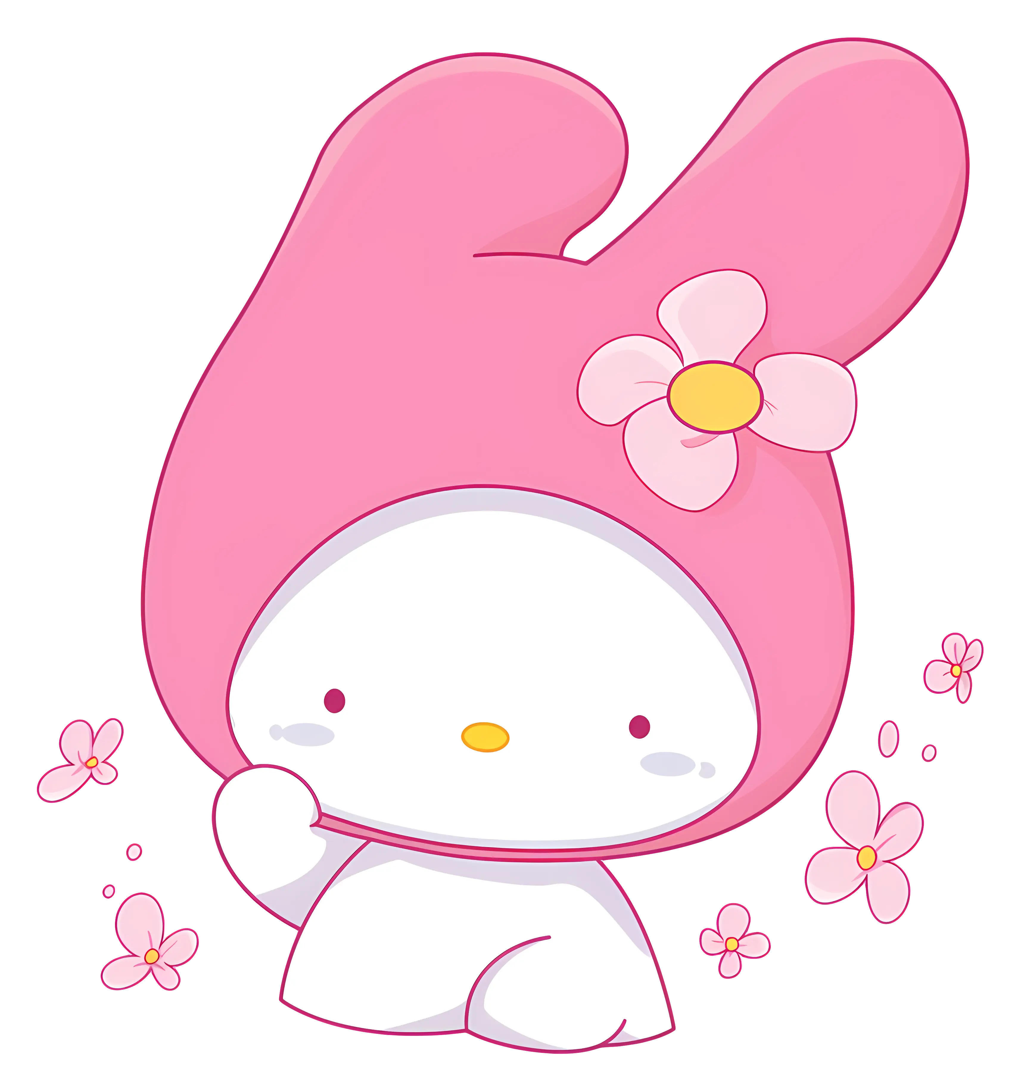 Cute Character with Flower in Pink and White