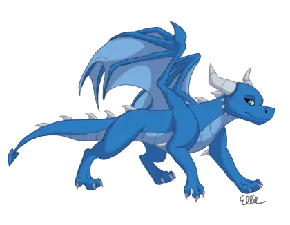 Blue Cartoon Dragon Illustration