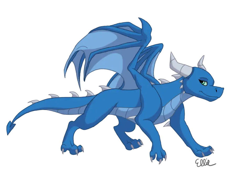 Blue Cartoon Dragon Illustration