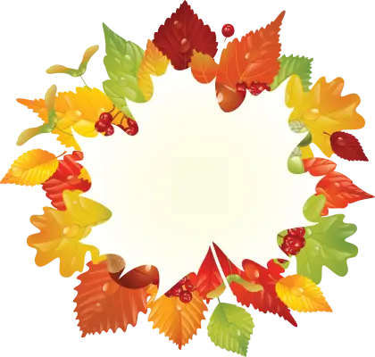Circular Autumn Leaves Frame Illustration
