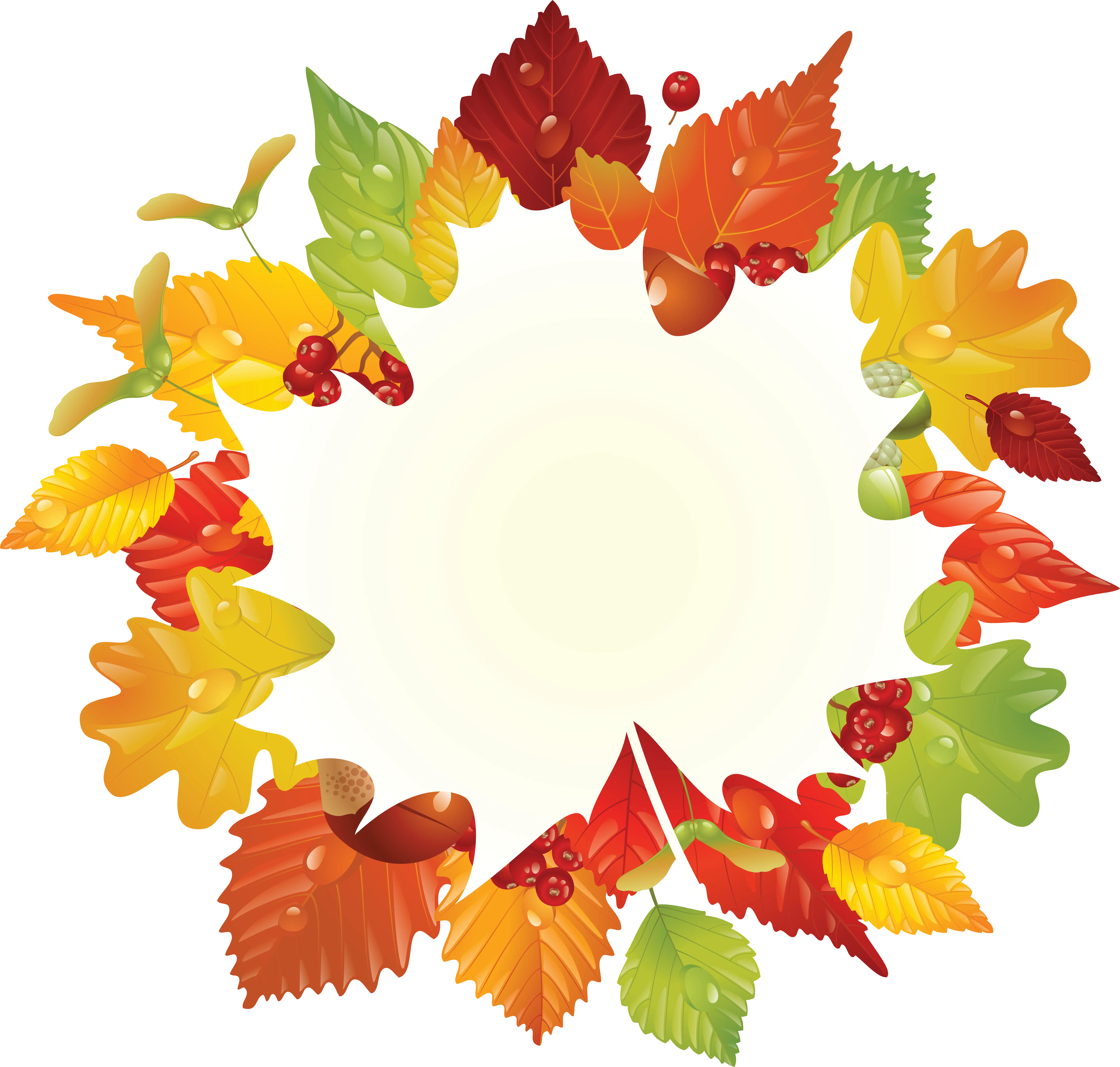 Circular Autumn Leaves Frame Illustration