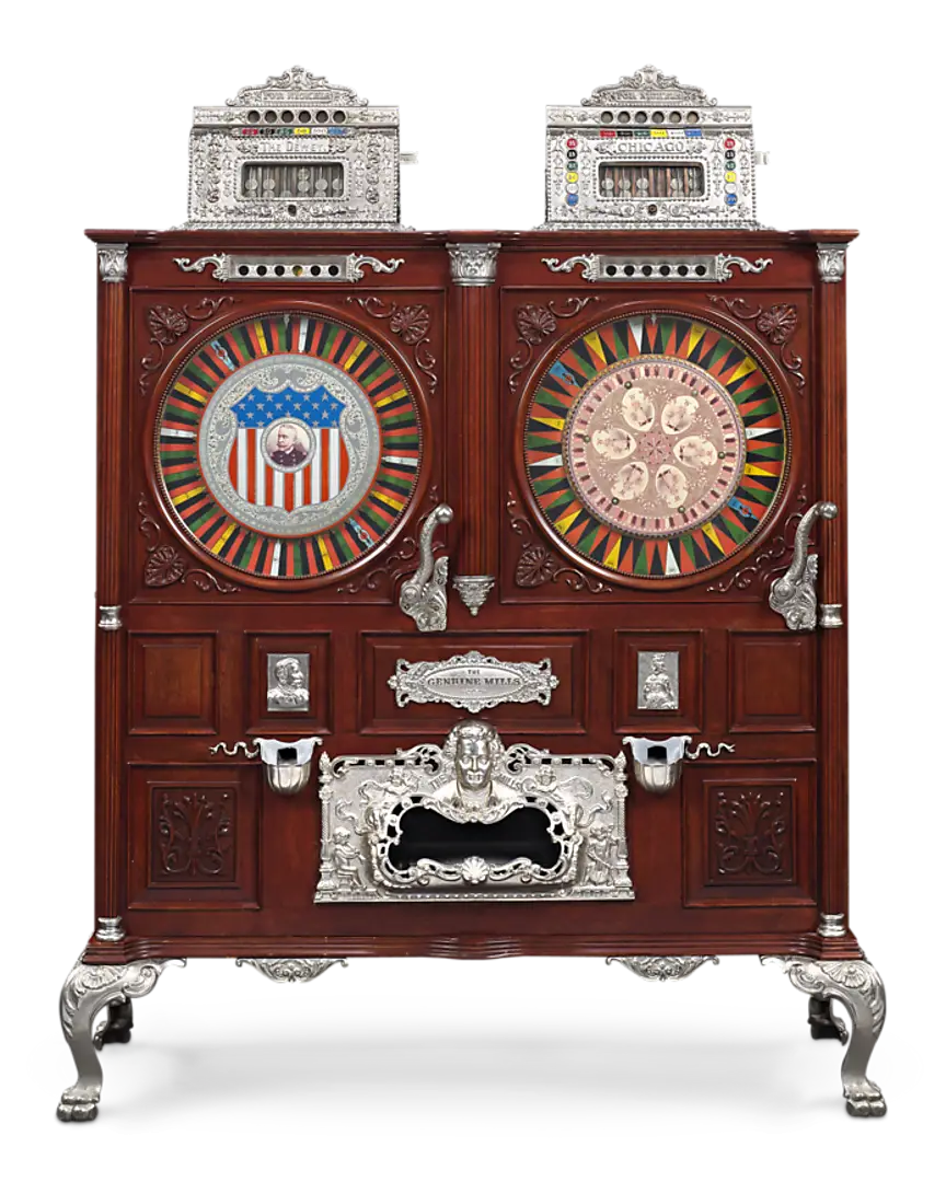 Vintage Slot Machine with Colorful Dials