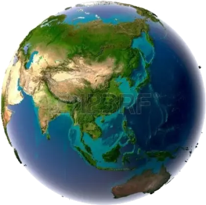Detailed Illustration of Earth Globe Focused on Asia