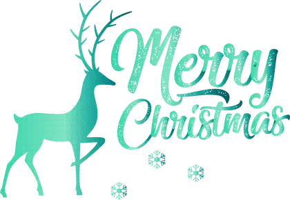 Reindeer and Merry Christmas Text for Holiday Greeting