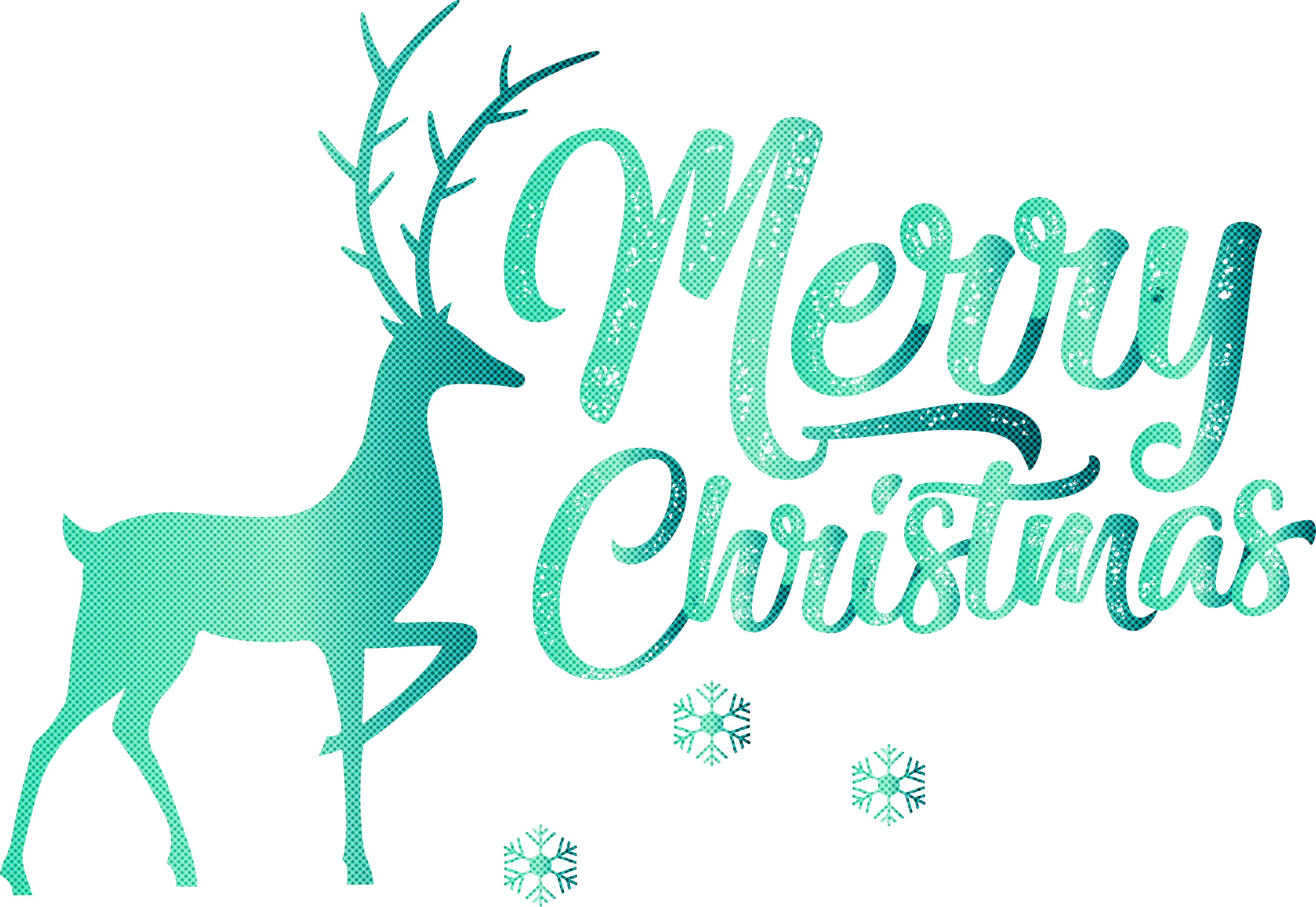 Reindeer and Merry Christmas Text for Holiday Greeting