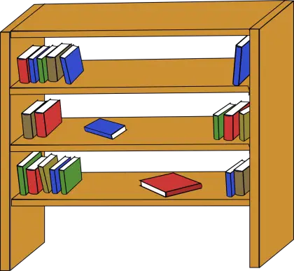 Wooden Bookshelf with Books