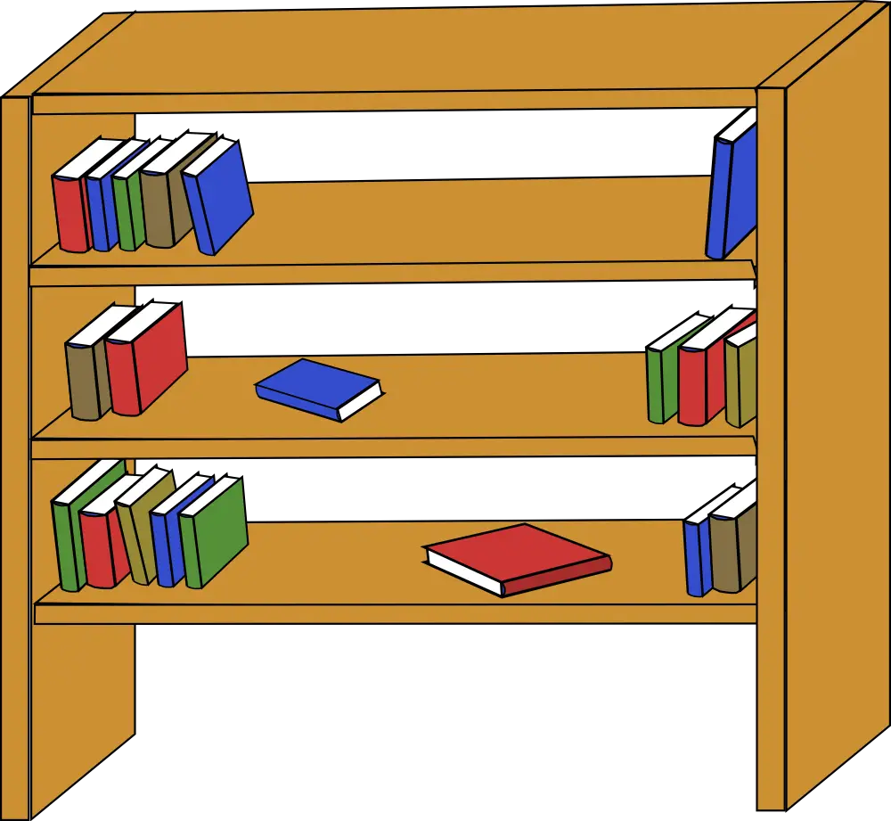 Wooden Bookshelf with Books