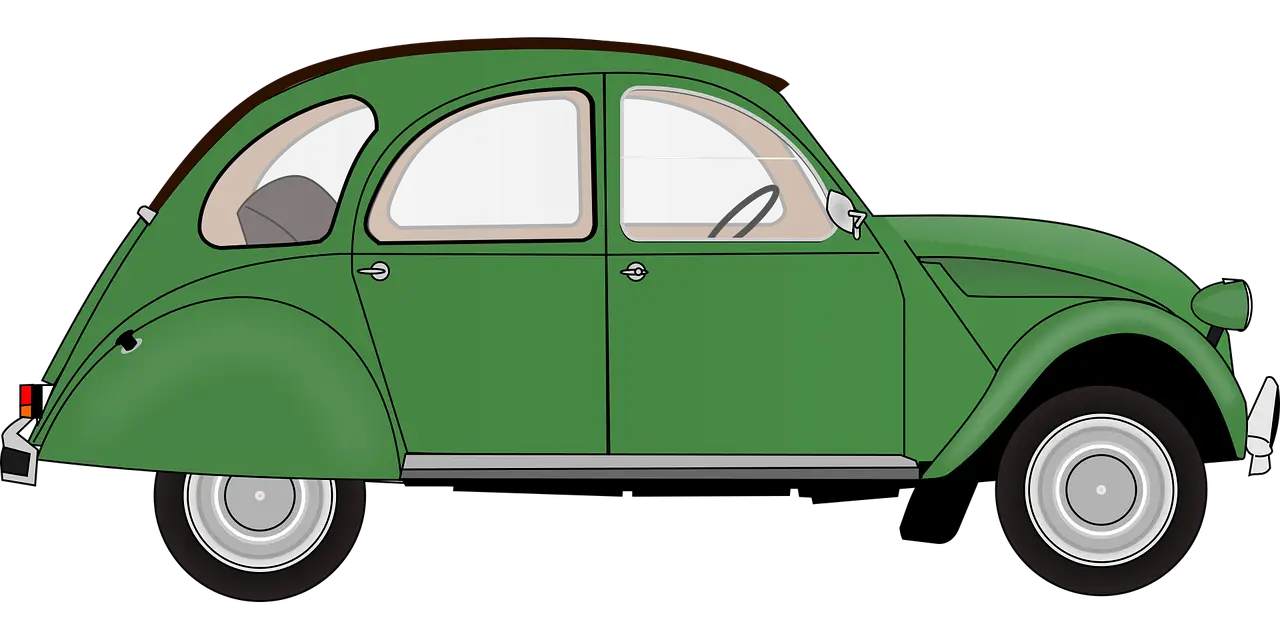 Vintage Green Two-Door Car