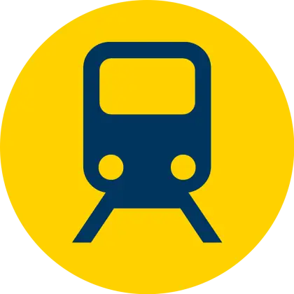 Train Symbol in Yellow Circular Design