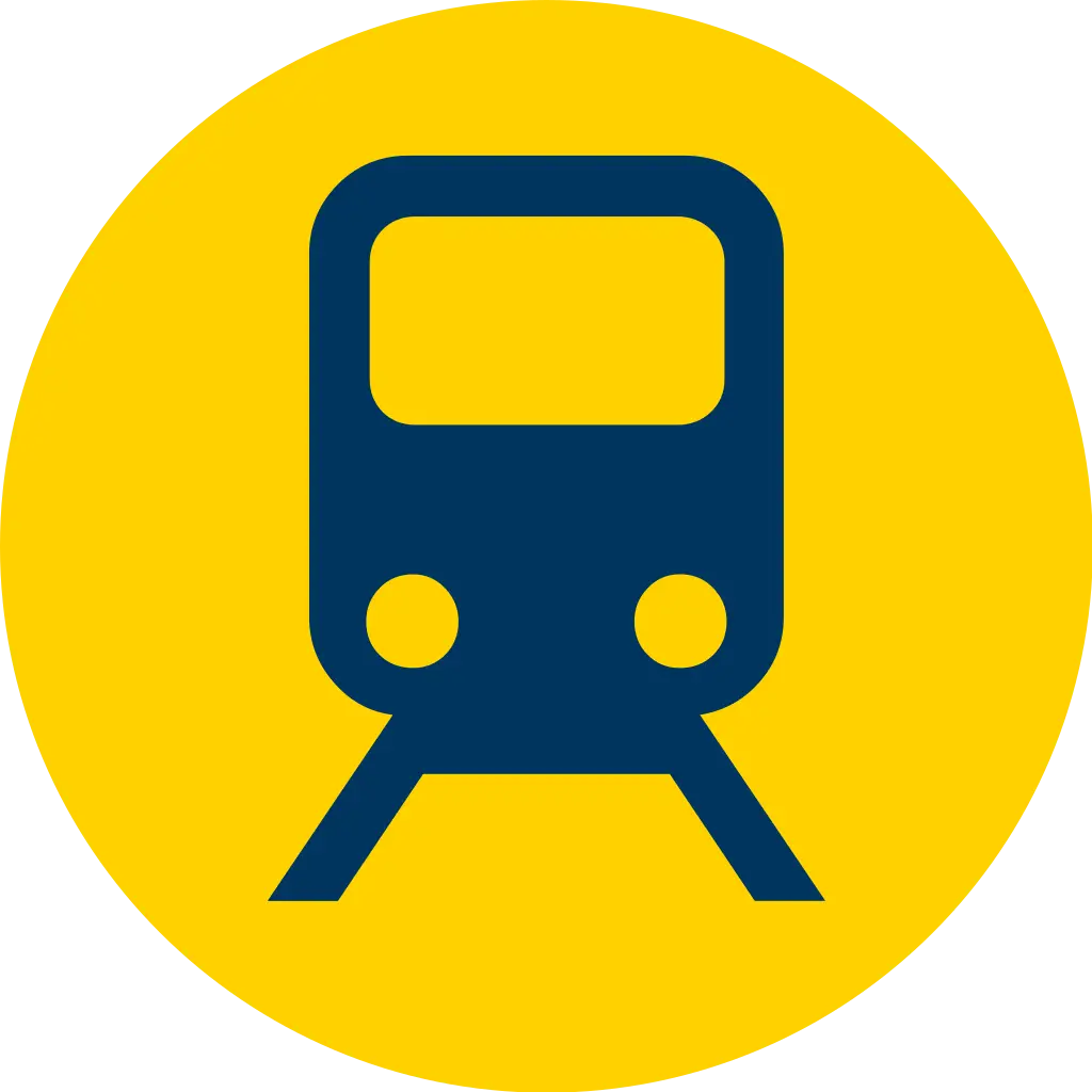 Train Symbol in Yellow Circular Design