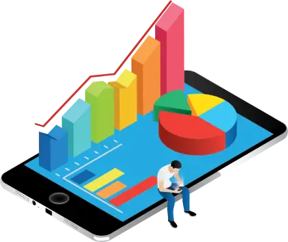 Digital Chart and Interactive Graphs on Mobile Device Illustration