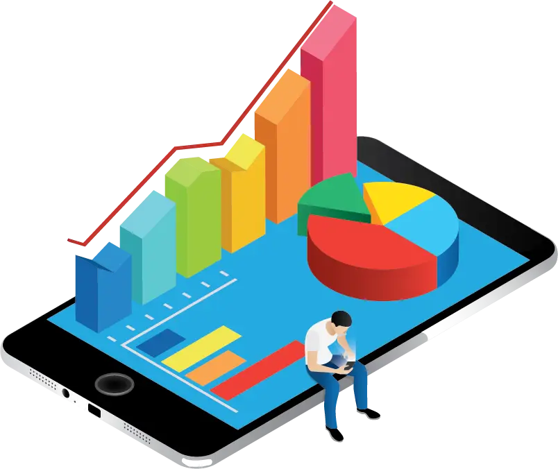Digital Chart and Interactive Graphs on Mobile Device Illustration