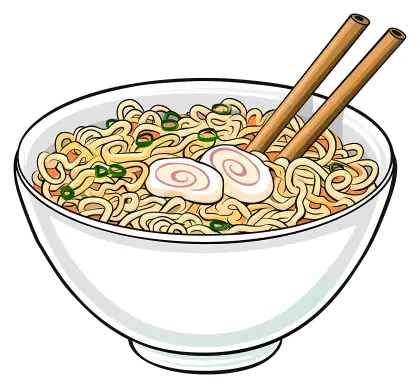 Bowl of Ramen Noodles Illustration